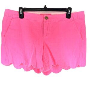 Lilly Pulitzer Hot Pink Scalloped Shorts Women’s 10 | Preppy Coquette w176
